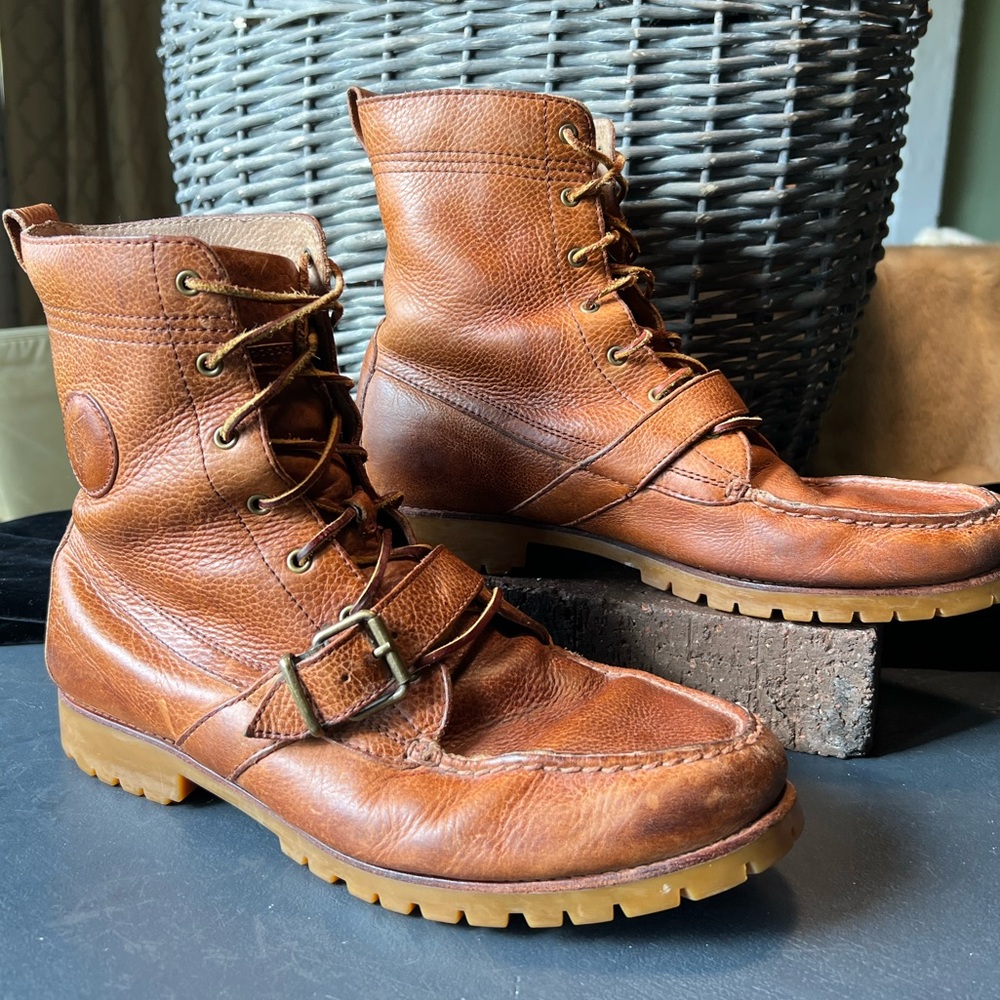 Mens Ralph Lauren Ranger boots size 13 lace up buckle strap vintage streetwear